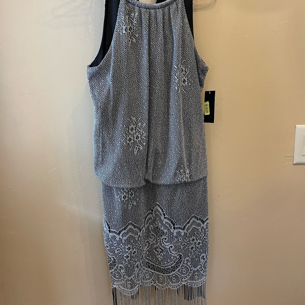 NWT - Ignite Evenings black and silver dress
